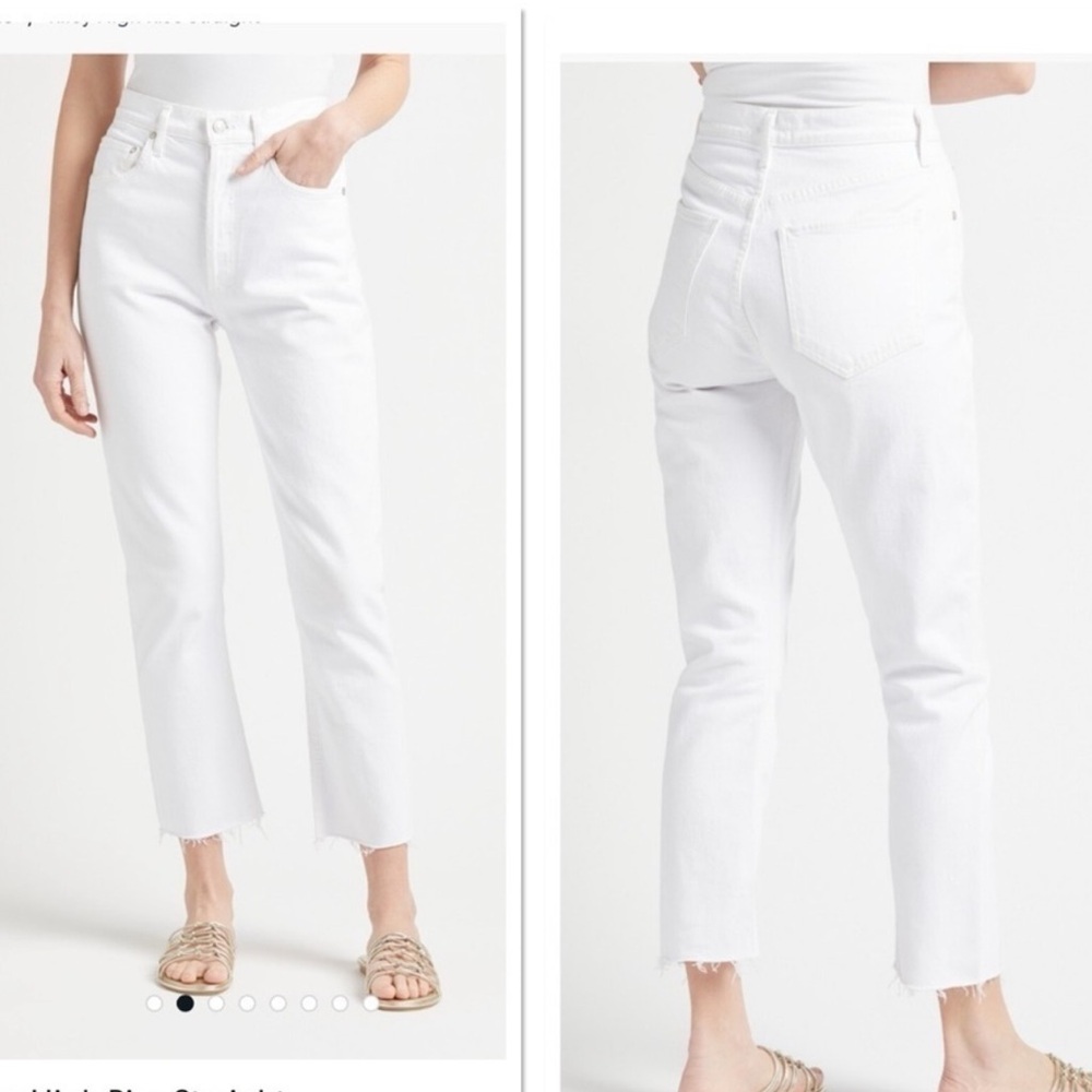 AGOLDE Riley Straight Jeans High Rise White Size 28